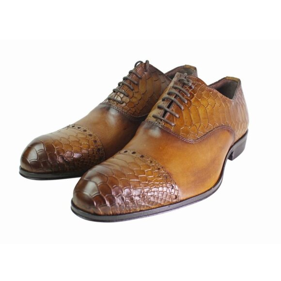 Fabio Cognac Mens Italian Leather Shoes - Picture 1 of 7